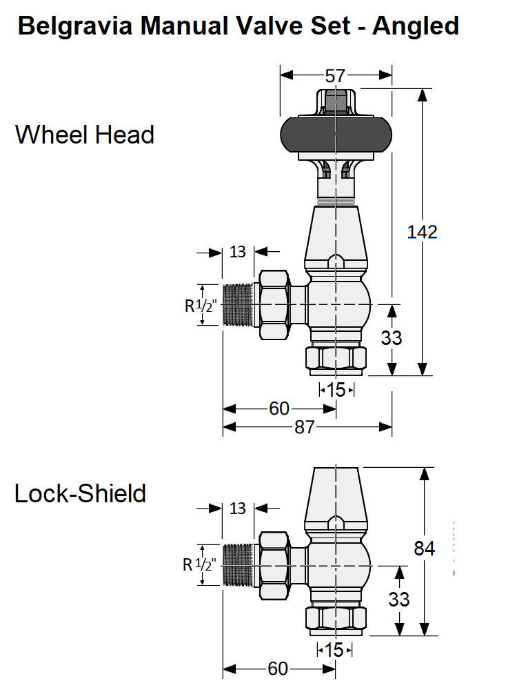 Belgravia Angled Manual Valve Set - Chrome